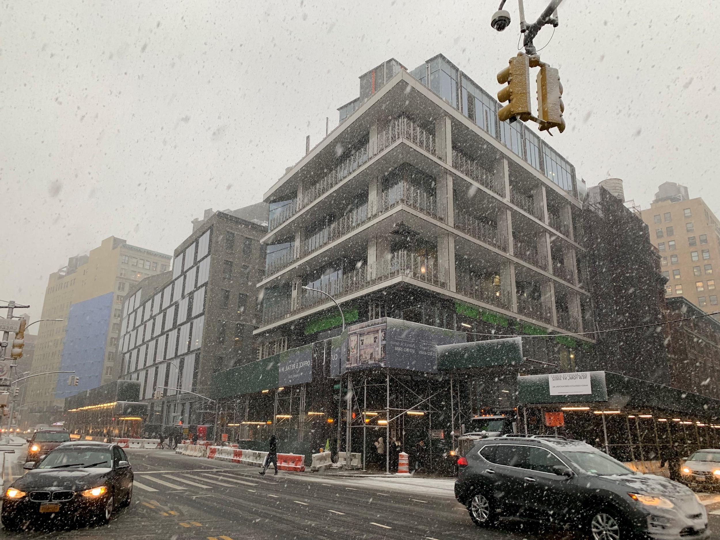  Snowing on our 300 Lafayette Street Project in Soho! 365体育平台 NYC Office Buildings. 